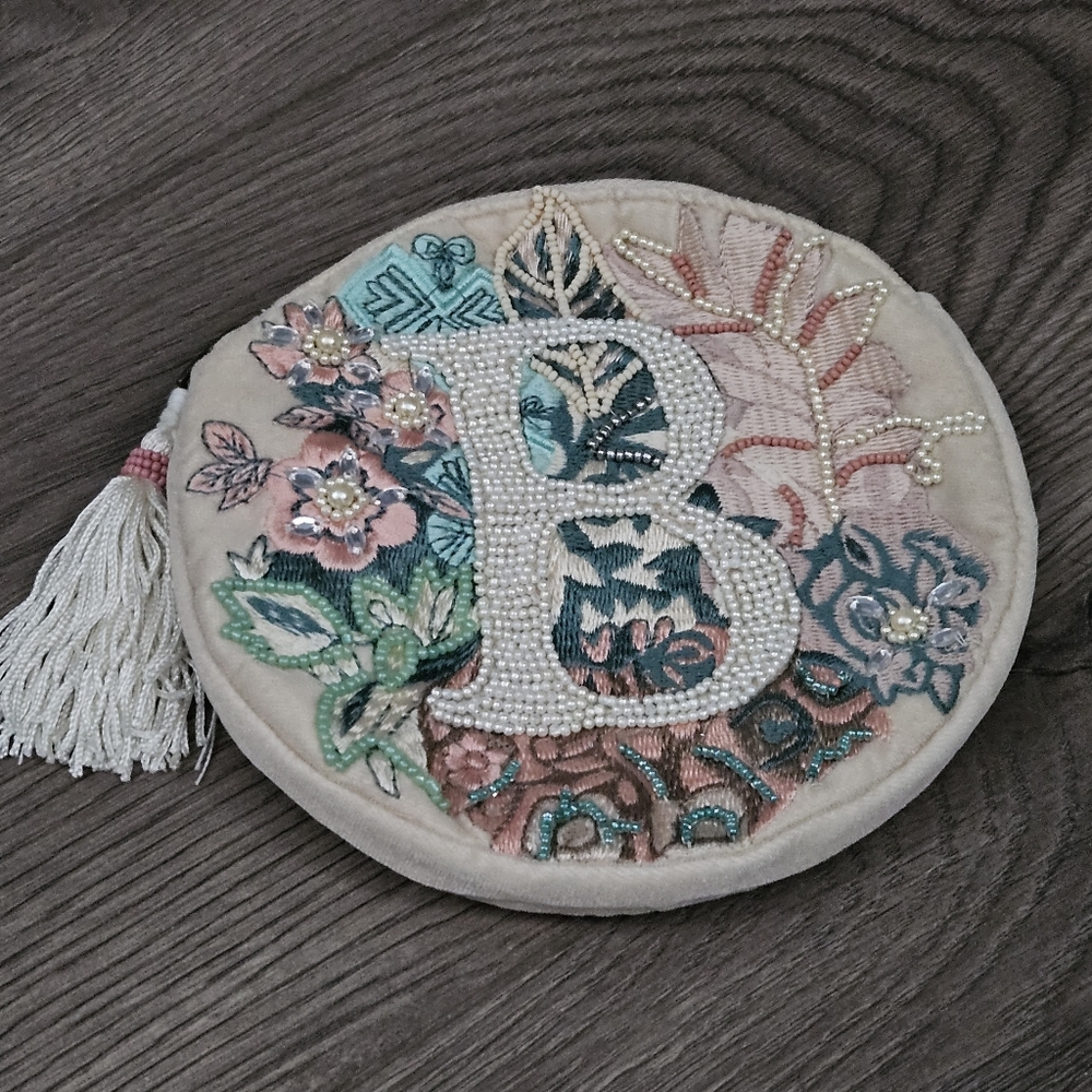 Brand New Anthropologie (BHLDN) Pearl Monogram Pouch